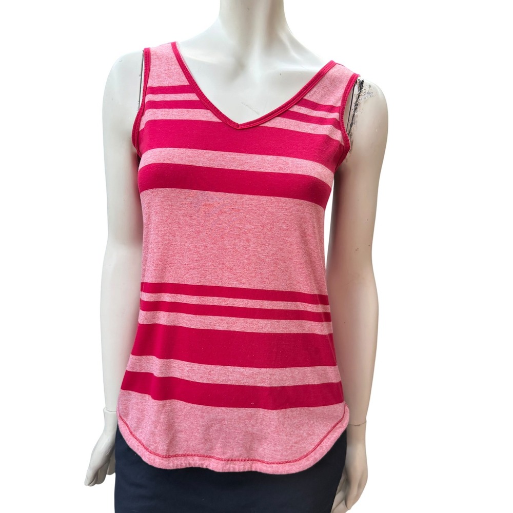 Lole Striped Tank Top Strappy Criss Cross Pink Red Yoga Tennis Prep Activewear S
